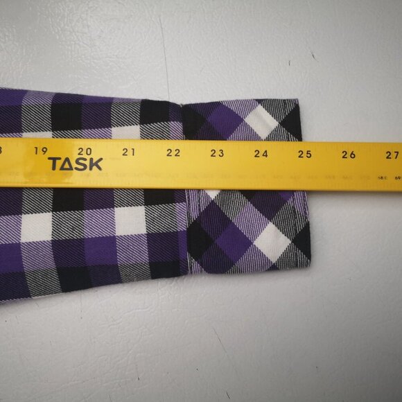 BC Clothing Ladies Size Small Purple White Black Plaid Faux Fur Lined Shirt - Picture 11 of 12